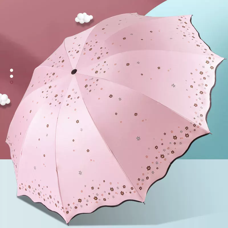 太阳伞双人黑胶折叠便携晴雨两用雨伞女可爱少女心防晒防紫外线