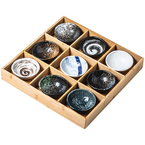 Japanese ceramic tableware divided plate Jiugongge dinner plate condiment plate sushi Japanese sauce dessert plate restaurant use