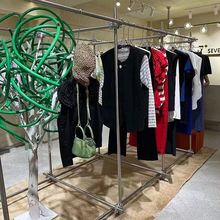 工业风服装店展示架买手店脚手架挂衣架不锈钢落地中岛圆管陈列架