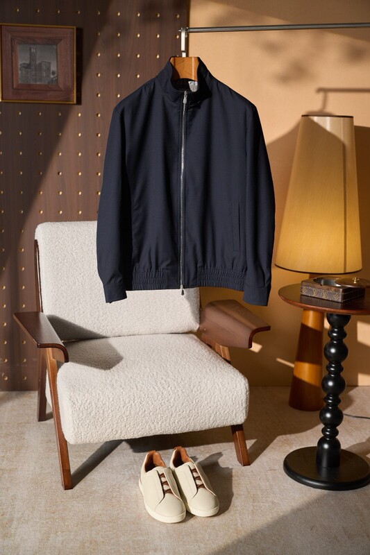 BC men's old money style wool stand collar business casual commuter comfortable soft breathable zippered double pocket jacket