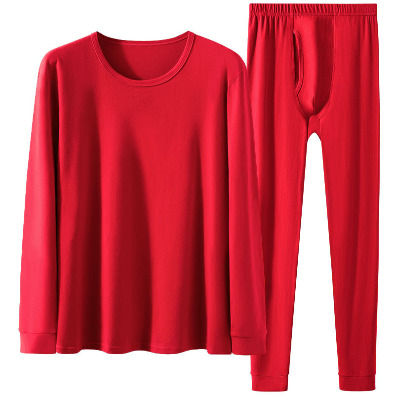 Traje de ropa interior térmica para hombres y mujeres, pareja roja, regalo de boda para el año de la serpiente, ropa de otoño, traje de pantalones largos, invierno
