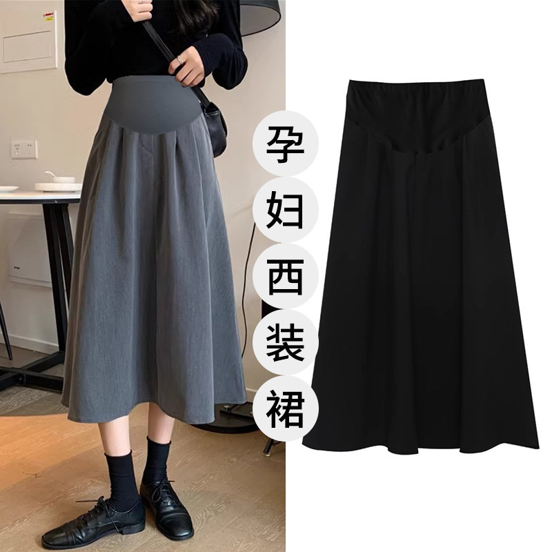 In stock maternity dress Spring and Autumn New skirt casual versatile mid-length suit skirt