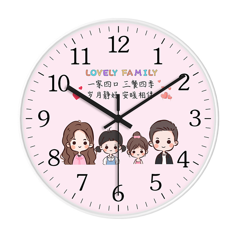 Fábrica personalizada al por mayor de dibujos animados reloj creativo familia simple reloj de pared sala de estar dormitorio pared ponche-entrega gratuita