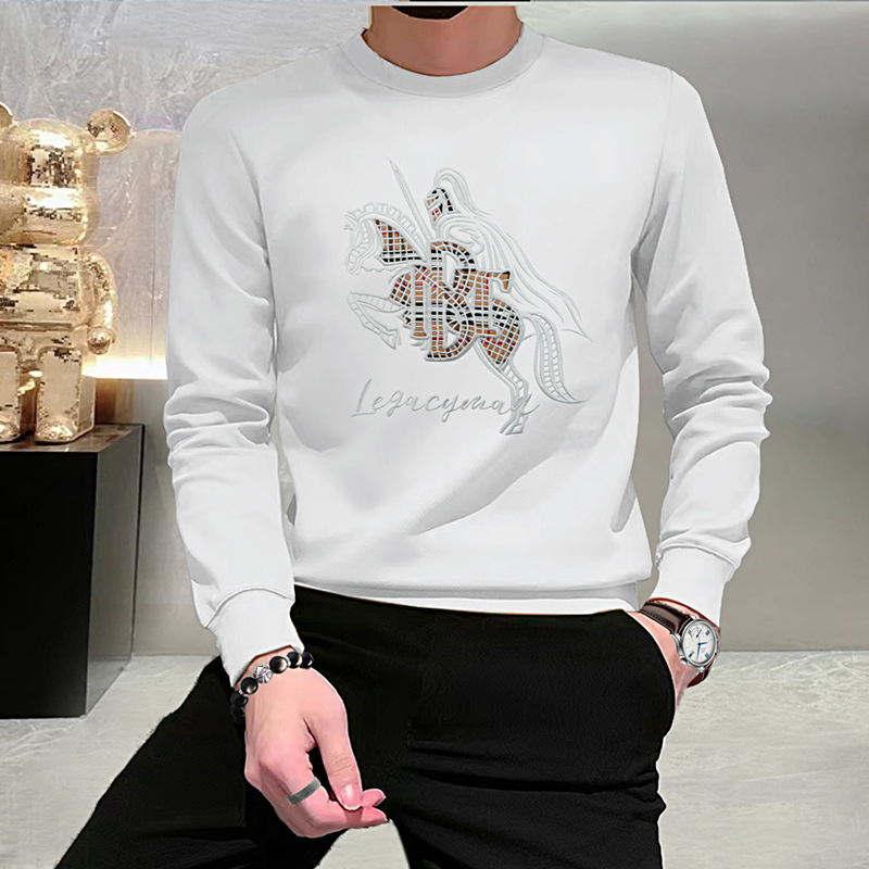 maglione da uomo ricamo stazione cavallo manica lunga camicia girocollo da uomo personalità moda autunno nuovo stile t-shirt_voghion.com