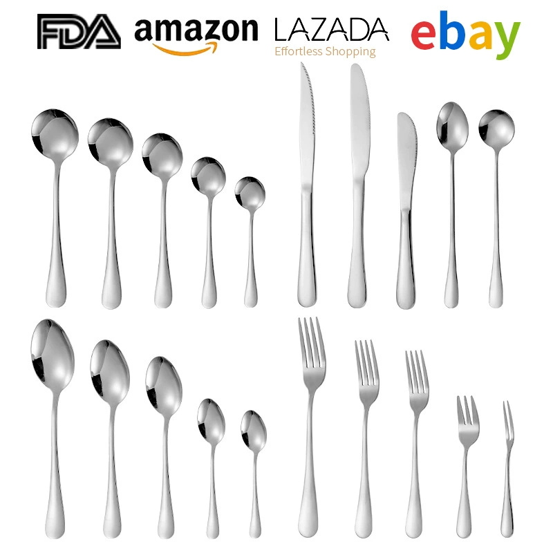 Нож, вилка и ложка из нержавеющей стали серии 1010, наконечник посуды из нержавеющей стали, круглая ложка, кофейная ложка, вилка для фруктов, трансграничная Amazon