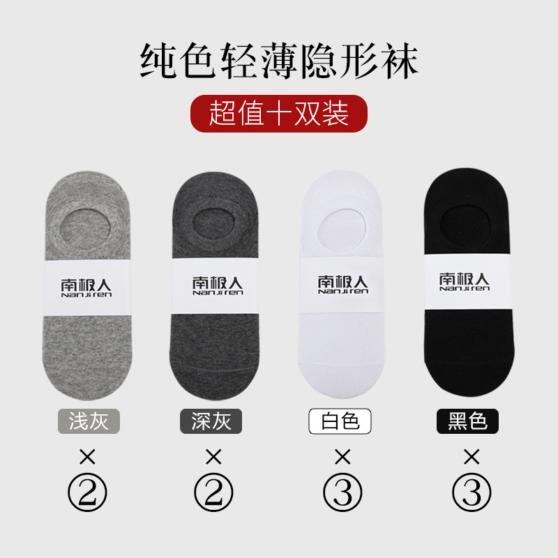 Calcetines Nanjiren, calcetines invisibles, calcetines transpirables, calcetines cortos simples y finos de color sólido, calcetines cortos antideslizantes para hombre, primavera y verano