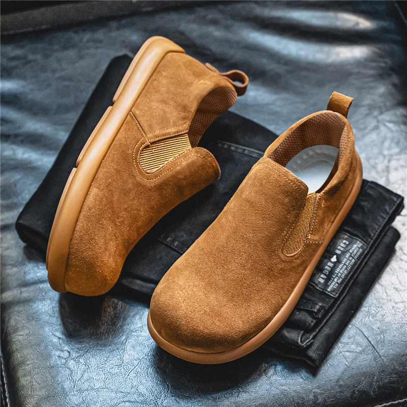 2025 primavera y verano de alta calidad transmisión en vivo de cuero de terciopelo anti-transpirable zapatos de hombre superligeros zapatos de pie Lefour zapatos de pedal para hombre