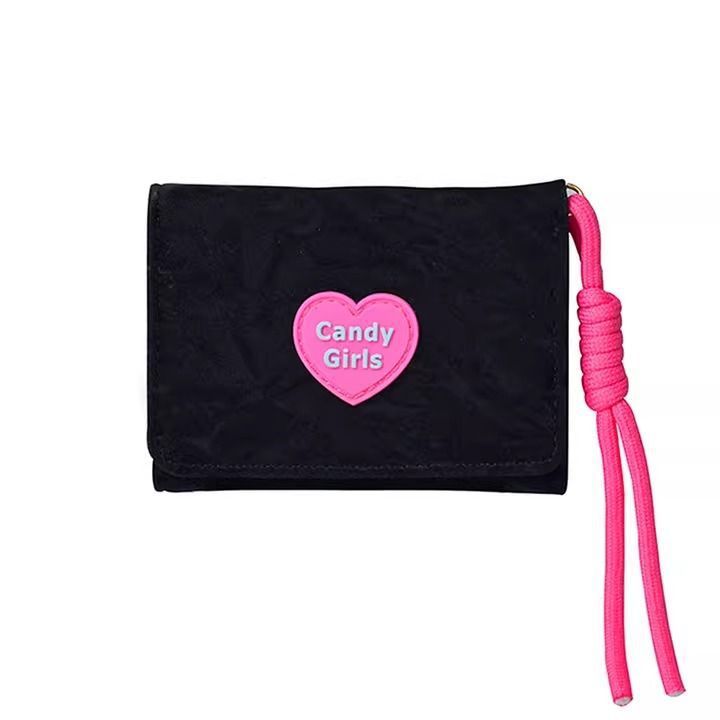 Cartera de cuerda amor caramelo cartera de mujer simple corta billetera de mujer al por mayor 30% descuento estudiantes al por mayor