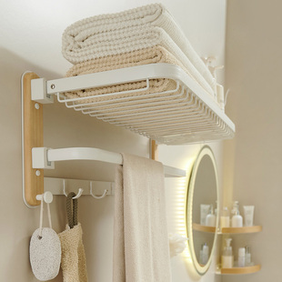 Bathroom Storage Rack Walnut Bath Towel Rack Towel Rack Punch-Free Bathroom Hanging Toilet Storage Rack White
