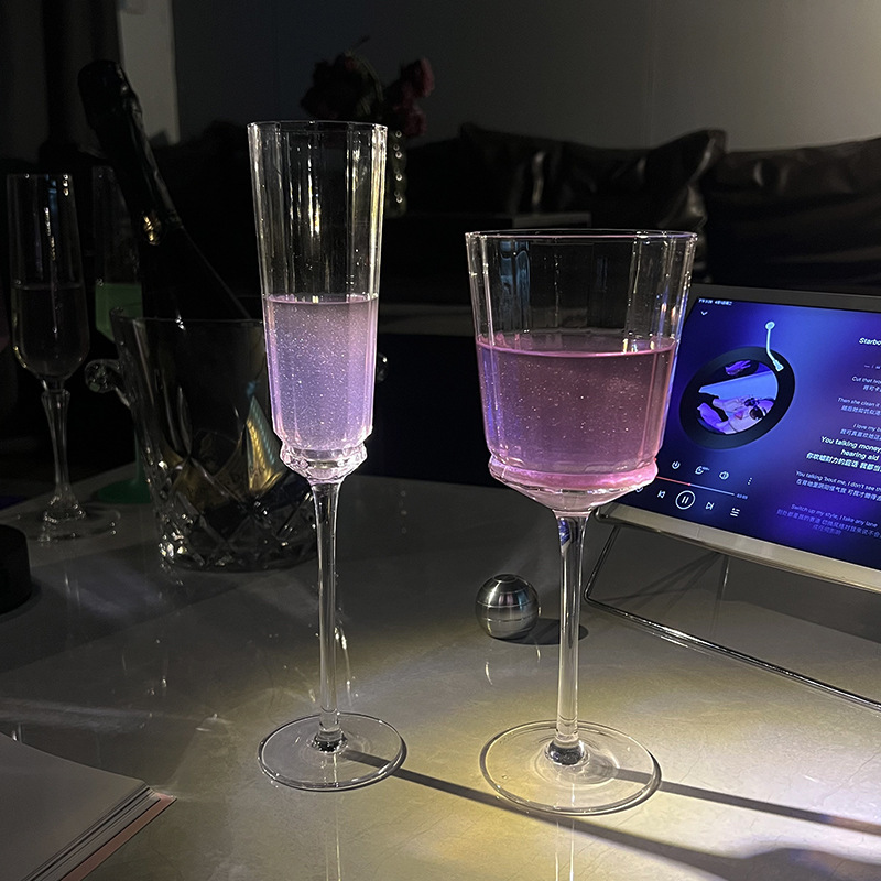 Ins copa de champán de vidrio de alto valor copa de vino tinto copa de vino ligeramente borracha atmósfera casera cristal copa de pie alto