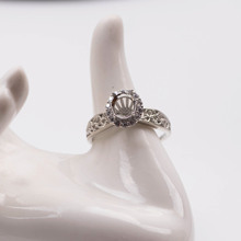 S925纯银戒托空托diy开口戒指裸镶嵌宝石翡翠玉髓厂家直销批发