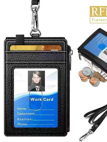 Popular European and American men's business multifunctional vertical ID badge, ultra-thin and lightweight lanyard work badge ID holder