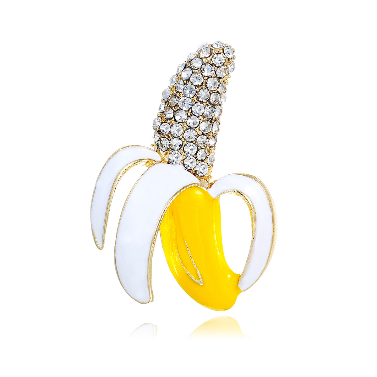 Korean Creative Banana Brooch, Cute Fruit Diamond Brooch, Personalized Corsage Brooch, Alloy Clothing Collar Pin Accessories