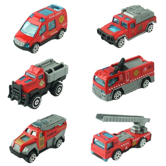 Toy car 1:64 alloy fire truck car model car simulation ladder doll machine ornaments gift batch