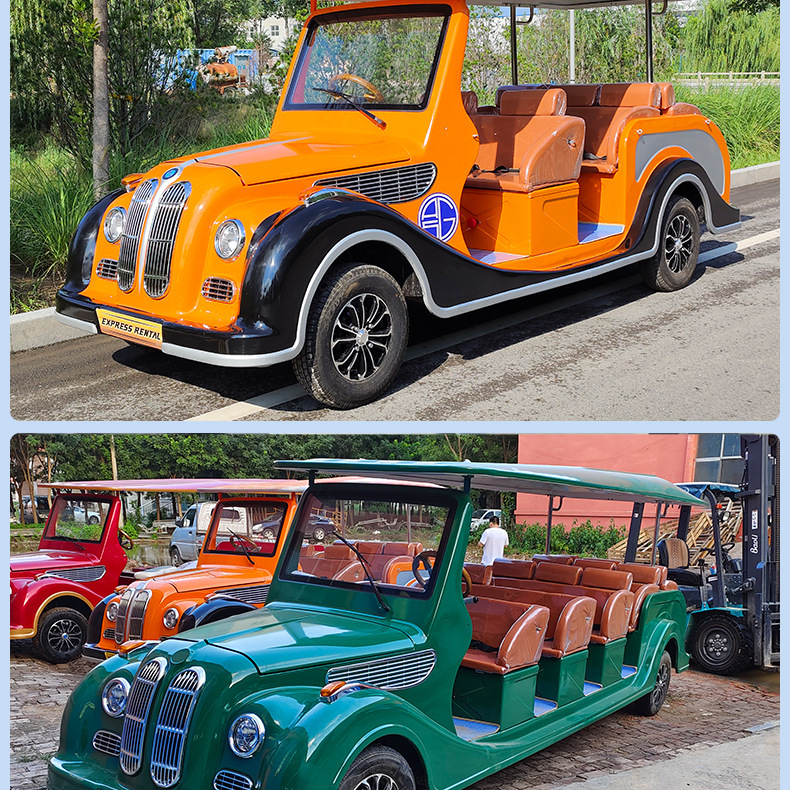 4-Row 11-Seat Electric Vintage Car Shuttle Bus with Ce Certification for Tourist Attractions, Wineries, Parks, and Guesthouses