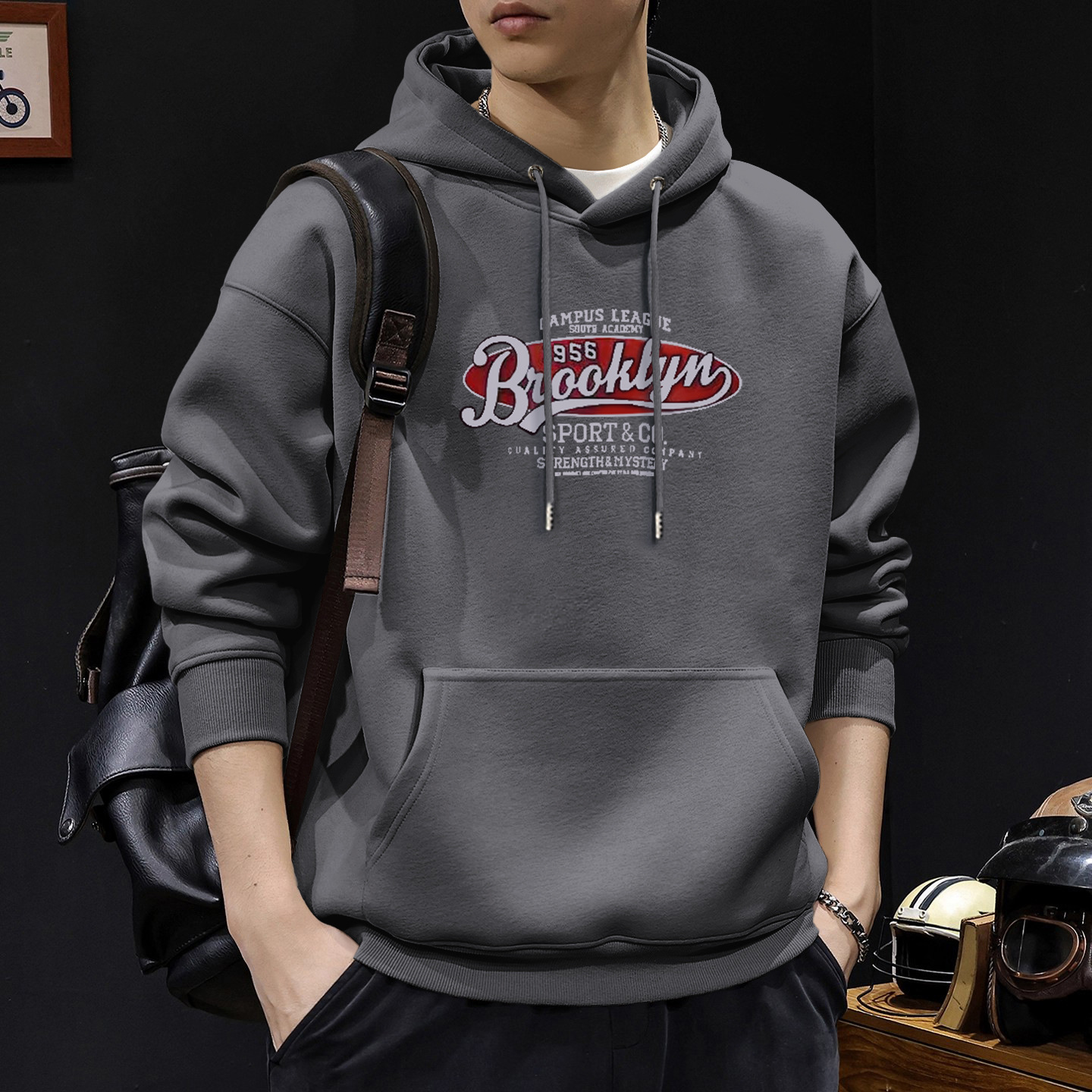 América vintage chaqueta de hombre primavera y otoño nueva marca de moda chaqueta con capuz suelta ropa casual para los hombres