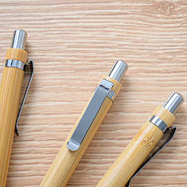 竹子笔现货批发竹木材质广告笔圆珠笔可印刷logo礼品笔按动竹子笔