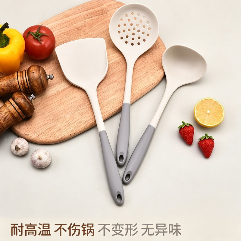 Pala de silicona de grado alimenticio, pala antiadherente, pala de silicona resistente a altas temperaturas, olla protectora, pala de cocina doméstica, cuchara de sopa