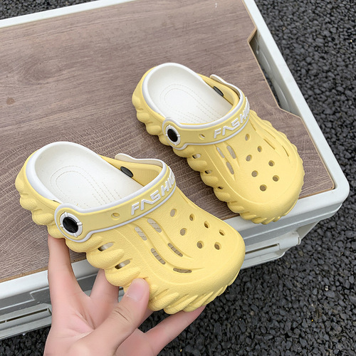 BoBo Holes Children's EVA Slipper Thick Sole Anti-Slip Wear-Resistant Summer Dual Color Cap Toe Sandals for Boys and Girls