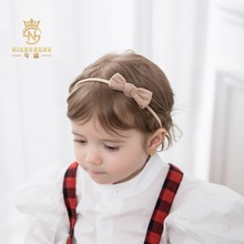 跨境饰品diy儿童纯色布艺包腰蝴蝶结头饰欧美风肉色尼龙宝宝头圈