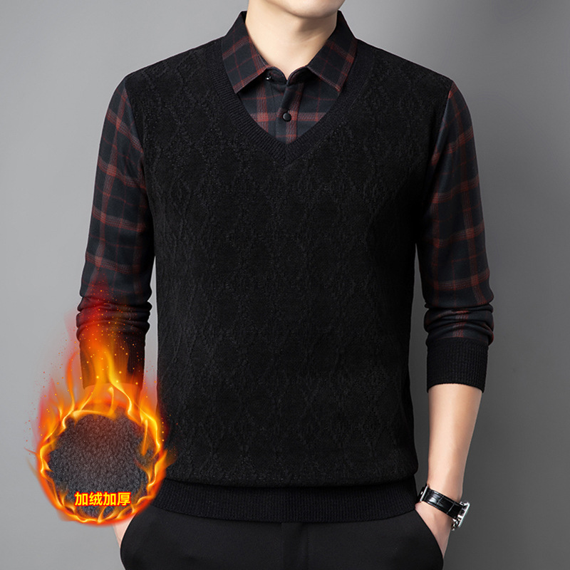 Warm sweater for elderly, keep warm knitted set, for middle age