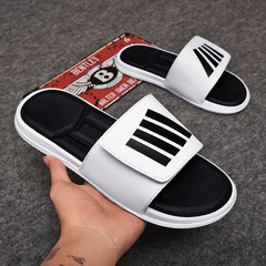 2024 New Trendy Slippers for Men Summer Korean Version Velcro Sandals for Men Outdoor Wear Beach Shoes Non-Slip Couples One-Slip Flop