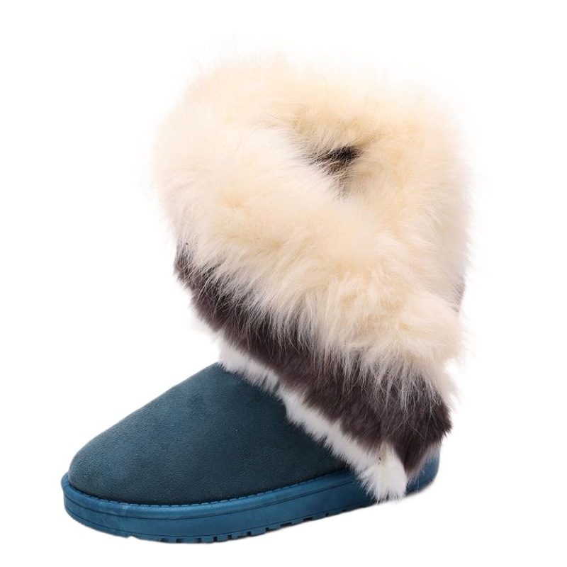 Extra Large Imitation Raccoon Fur Snow Boots 2025 Winter New Mid-Calf Cotton Boots Women's Boots Warm Aliexpress Delivery