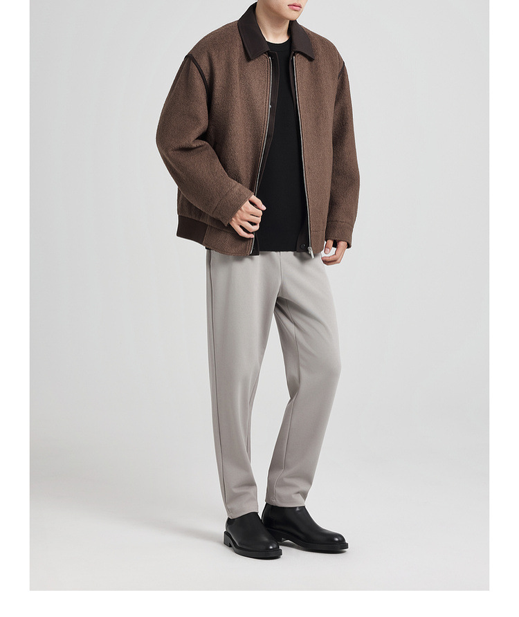 Áo phao nam dáng ngắn phong cách Old Money chất liệu twill — Màu cà phê nâu chi tiết 30