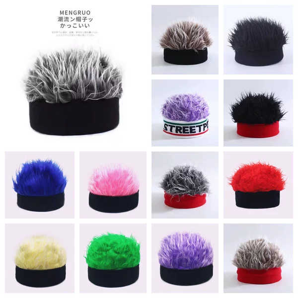 Autumn and winter one wig hat men's landlord hat factory direct retro street spoof beanie knitted hat