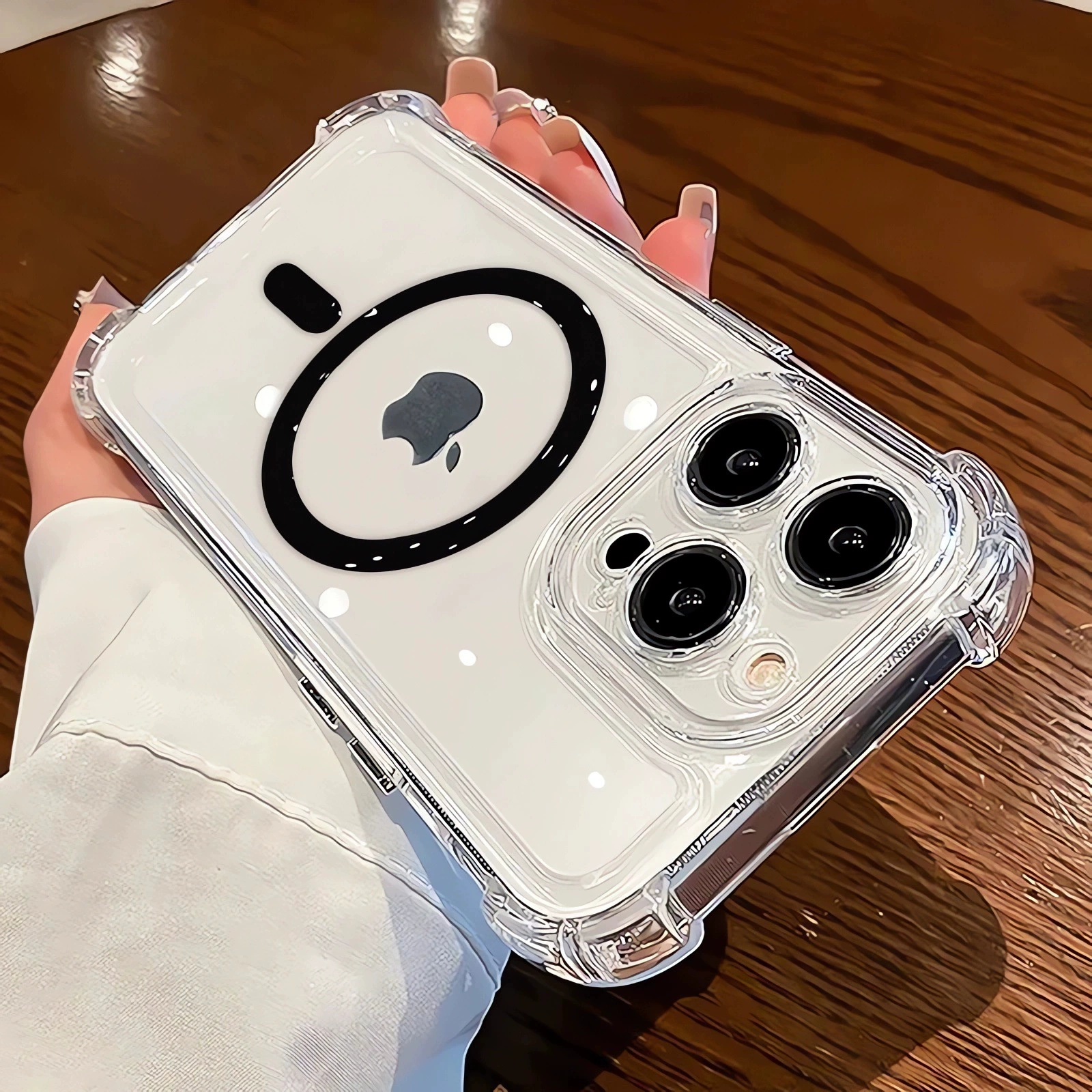 Прозрачный защитный чехол с усиленными углами (Apple) для iPhone 11–16, совместим с MagSafe, защита от падений