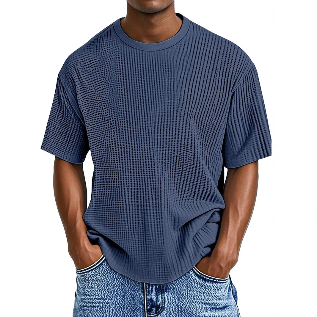 Men's Casual Solid Waffle T-shirt Comfortable Versatile Tee_voghion.com