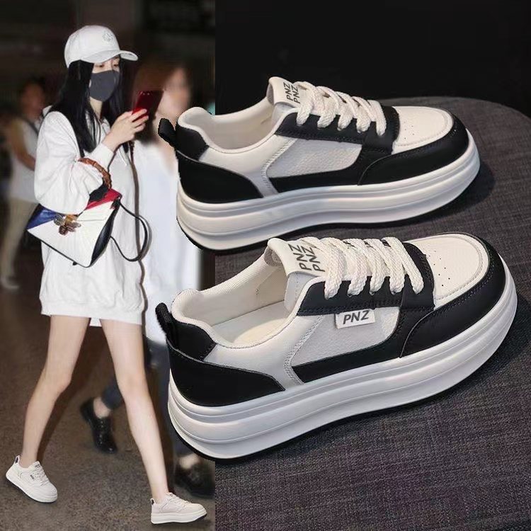 2026 primavera nuevos zapatos de mujer transpirables zapatos blancos de mujer coreana variedad zapatos deportivos de suela gruesa zapatos de skate casuales de moda