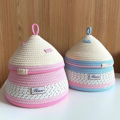 月の家の小さい家のデスクトップの収納箱の新型の贈り物は蓋の綿の糸の編み物の収納かごの化粧品の収納箱を持ちます。