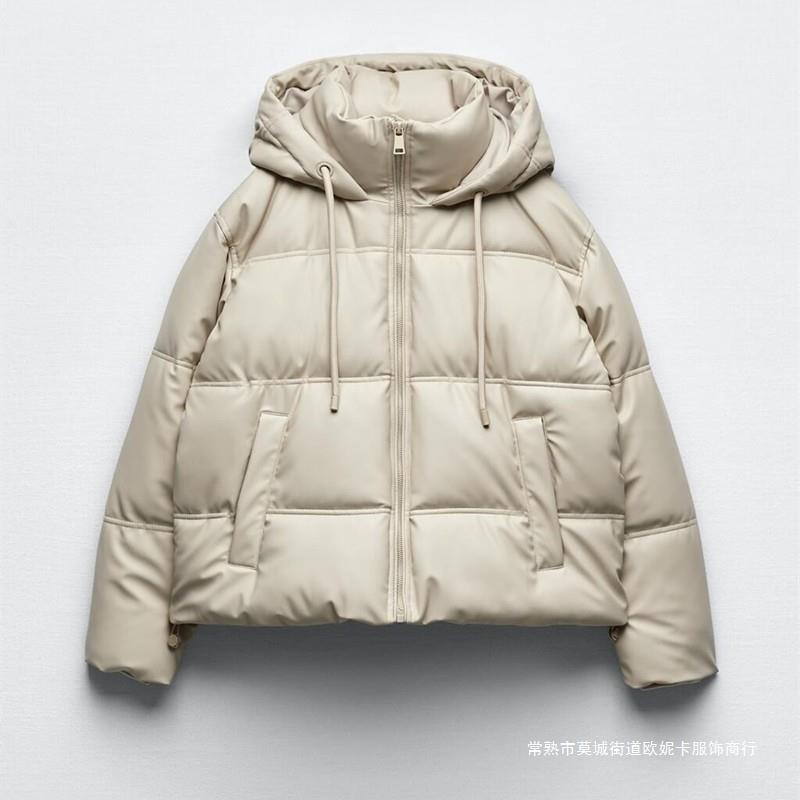 Autumn European and American Clothing Pure Color Versatile Warm Imitation Leather Short Cotton Jacket 3046225 712