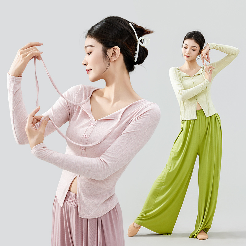 Dance Clothing Adult Women's Classical Dance Practice Clothing Winter Chinese Modern Dance Warm Long-Sleeved Top Body Suit