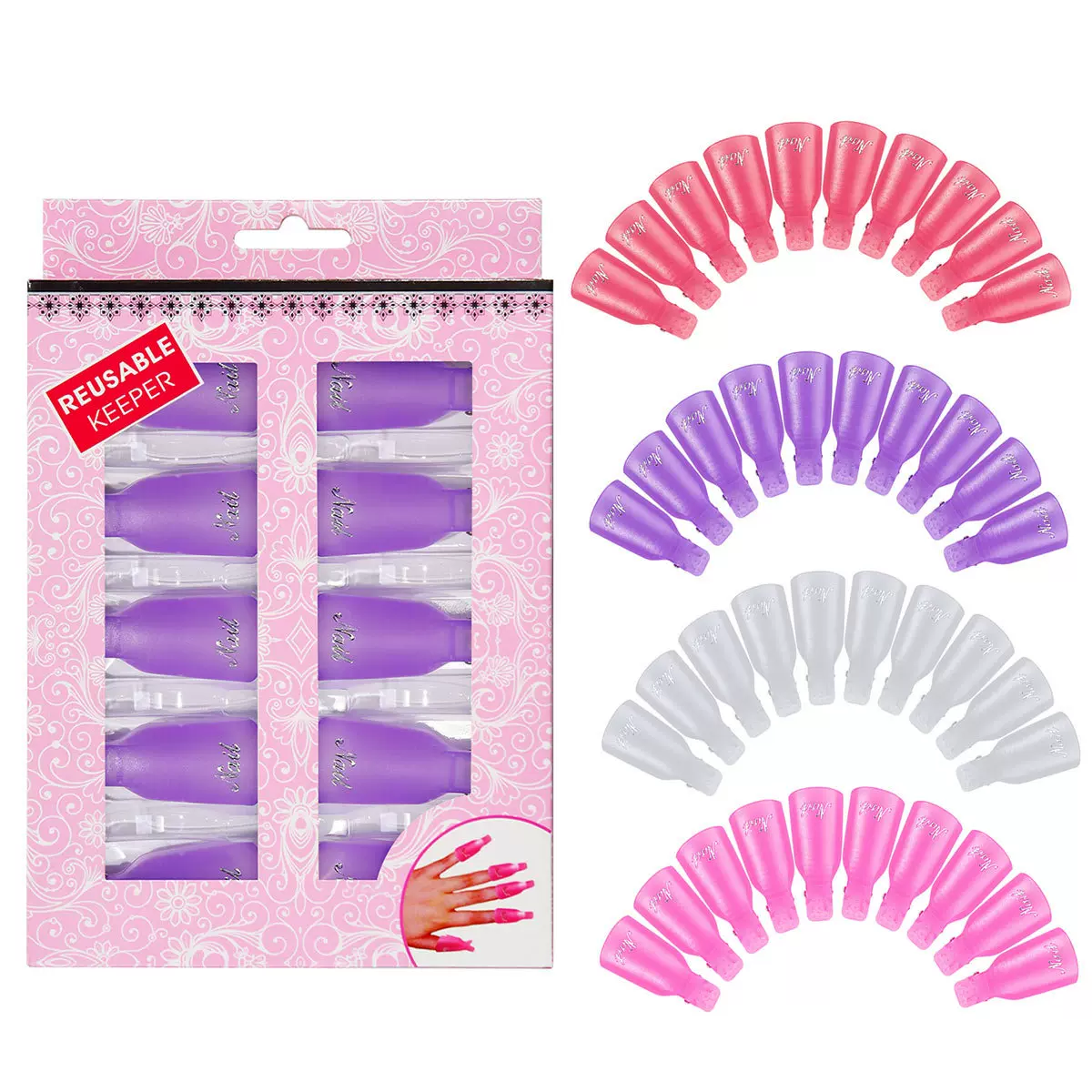 美甲卸甲夹 10个装盒装/袋装代替锡纸可反复使用 甲油胶卸甲工具