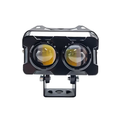 Cross-border LED motorcycle Minion-style hooded spotlight with high and low beam external headlights for electric vehicles and motorcycles (Motorcycle headlights, headlights) - always-on-model-near-yellow-light-far-white-light-three-wires
