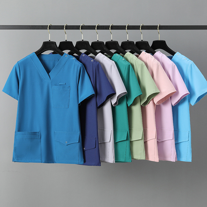 新款洗手衣刷手服医生工作服防喷溅手术服现货批发V字领源头厂家