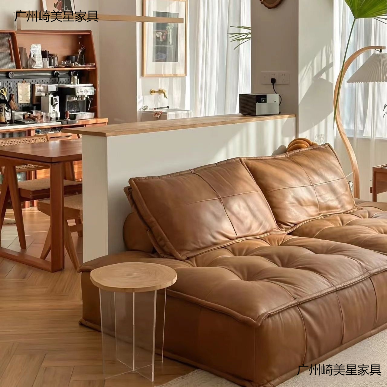 Trendy Cream-Style Tofu Lazy Sofa Italian Small Apartment Rental Living Room Straight Square Single Sofa Chair