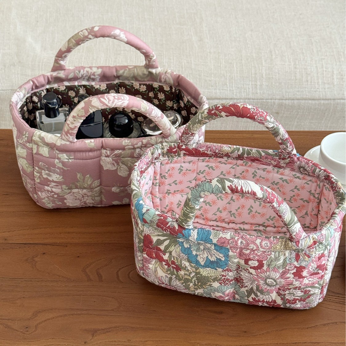 Cross-border Large Flower Garden Series Laundry Basket Desktop Snack and Sundry Organizing Basket Quilted Fabric Household Storage Basket