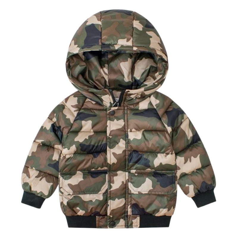 27 niños marca ropa para niños Otoño e Invierno ropa acolchada de algodón para niños chaqueta de camuflaje para niños ropa para niños entrega de una pieza
