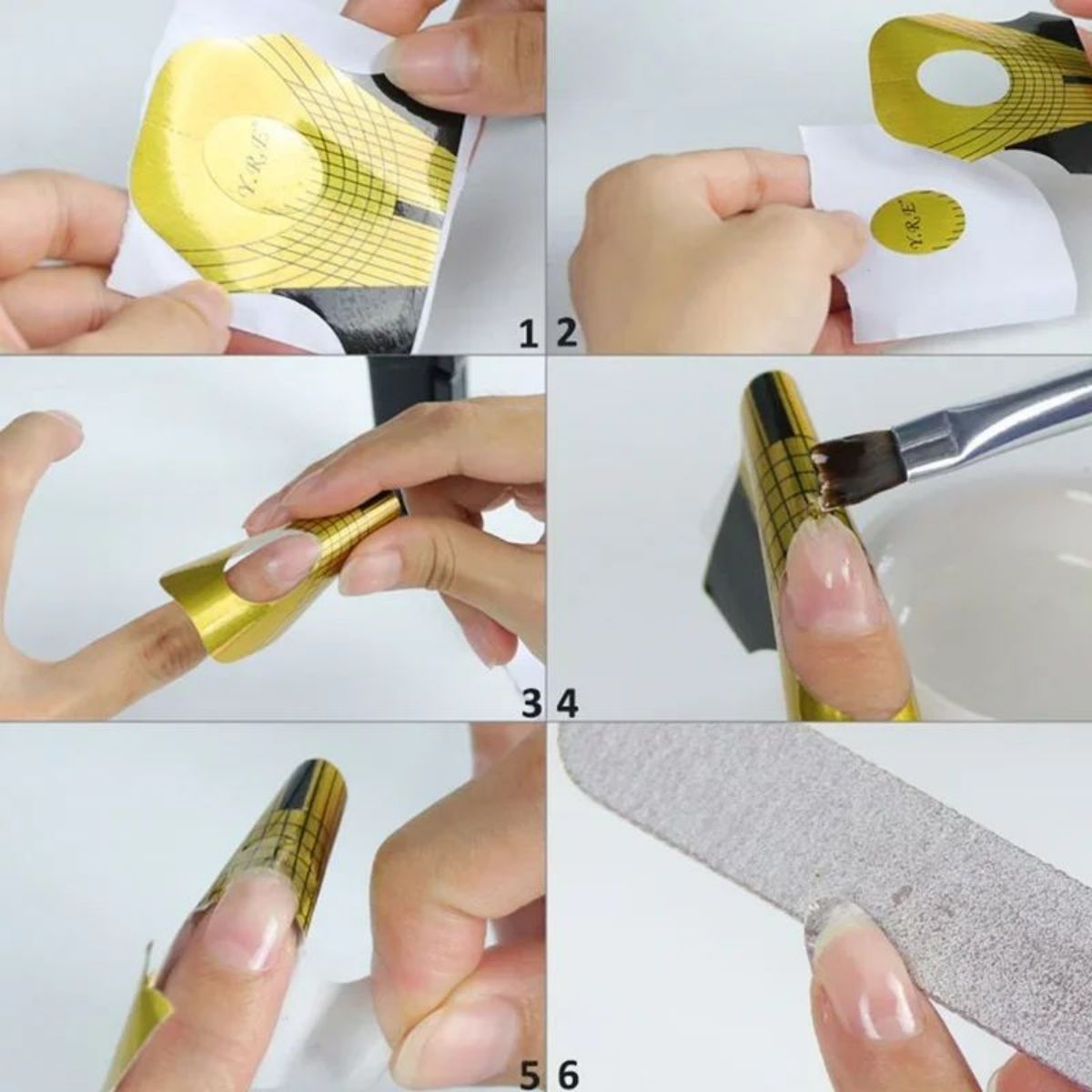 Titular de papel de uñas rectangular en forma de herradura fototerapia uñas extensión de uñas de cristal titular de dedo de oro para el salón de uñas