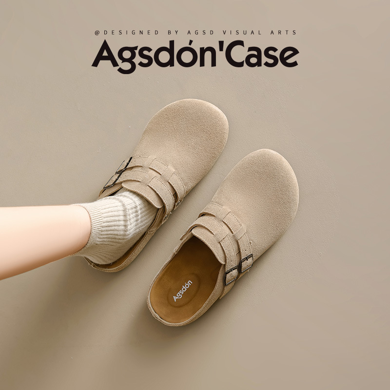 Augu Shi Deng grueso Bocken zapatos de mujer 2025 nuevo estilo de primavera con una base suave Bocken zapatillas de cabeza de un pie