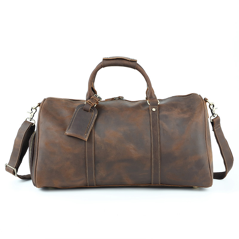 Bolsa de viaje de cuero transfronterizo primera capa de piel de vaca bolsa de equipaje hombro crossbody bolso de los hombres de gran capacidad bolso europeo y americano Retro