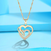 跨境热销s925项链欧美风爱心双桃心耳钉套装女百搭久不掉色首饰品