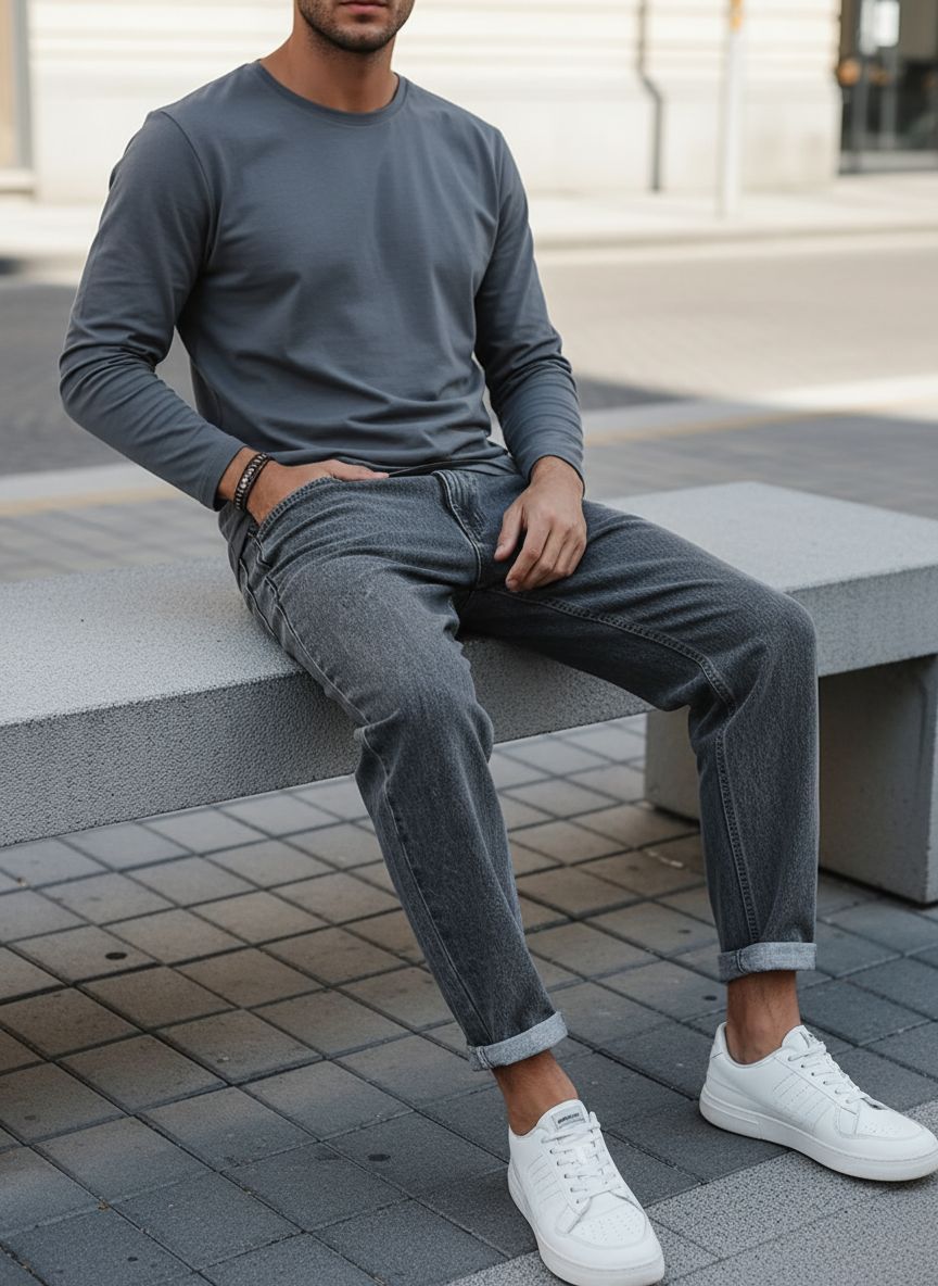 Jeans slim fit uomo pantalone in denim gamba dritta cotone_voghion.com