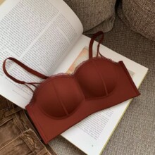 瞄小言6102女性感内衣安可拉红抹胸本命年结婚防走光手掌拖无钢圈