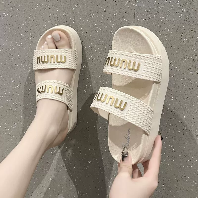 Slippers, non-slip beach footwear platform indoor, deodorized slide, Chanel style, internet celebrity, soft sole