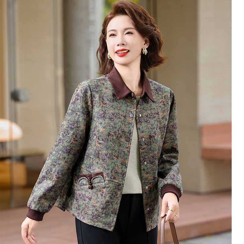小个子妈妈秋装外套2025新款中老年人春秋上衣休闲宽松夹克妈妈装|undefined