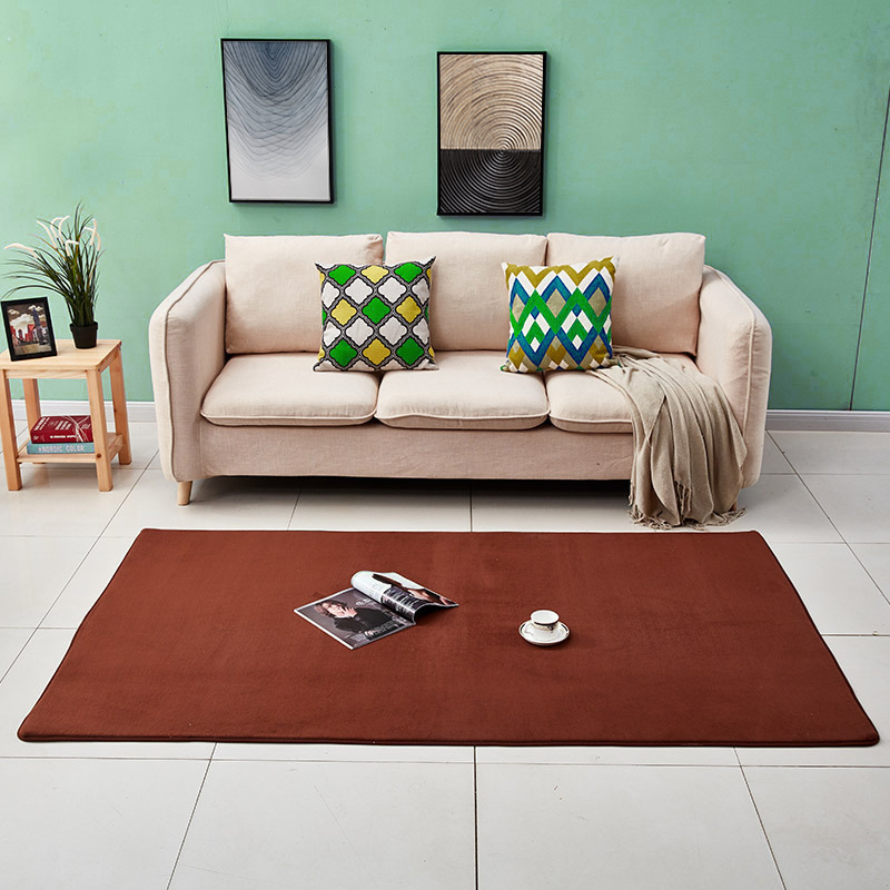 Simple color sólido Alfombra de lana de coral nórdico sala de estar mesa de café estera fresca ins hogar cama manta suave mascota mat